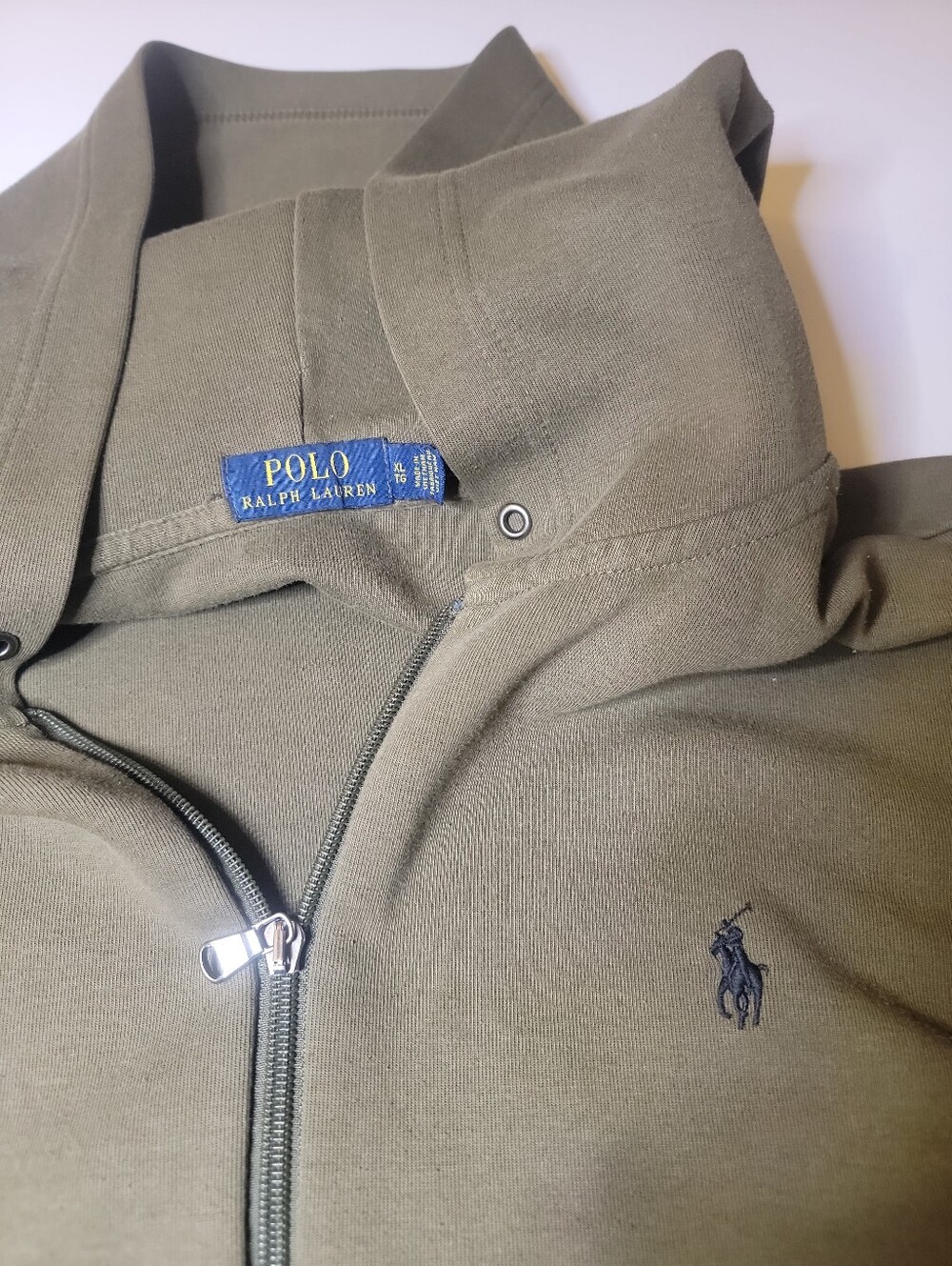 Polo Ralph Lauren Olive Zip-Up Hoodie Sz XL